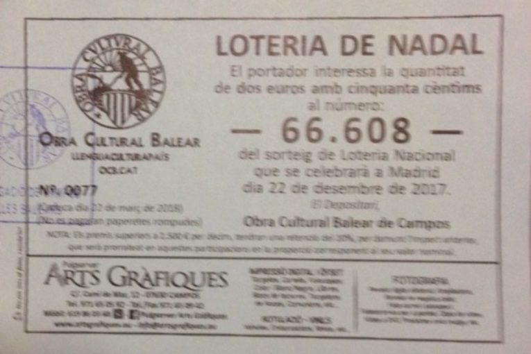 L'Obra Cultural Balear guanya el reintegrament a la loteria de Nadal