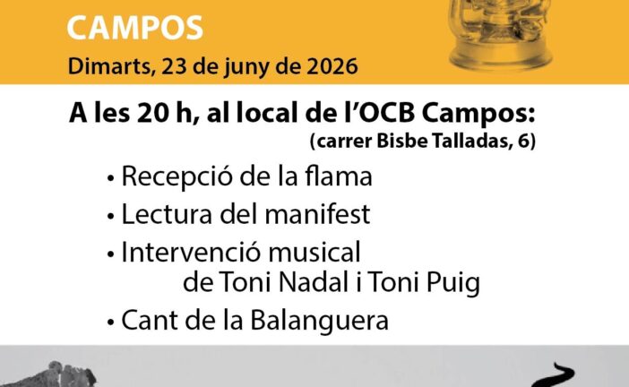 Arribada de la Flama del Canigó a Campos